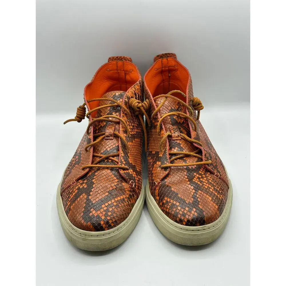 GUCCI Mid-Top Snakeskin Python Print Sneakers Orange Brown Sz 10 G/US 10.5 $1295